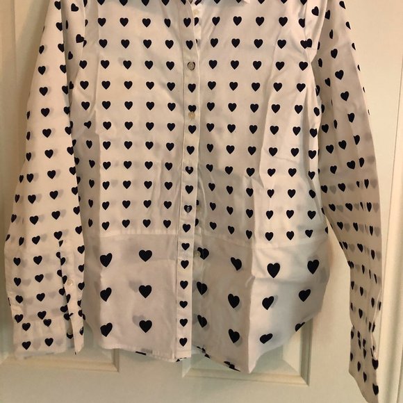 Joe Fresh cotton button down hearts shirt Sz XS/S - Picture 2 of 7